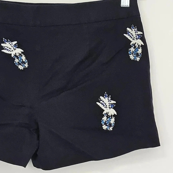 Loft navy blue embellished pineapple shorts stitched and beaded detailing - Picture 5 of 9